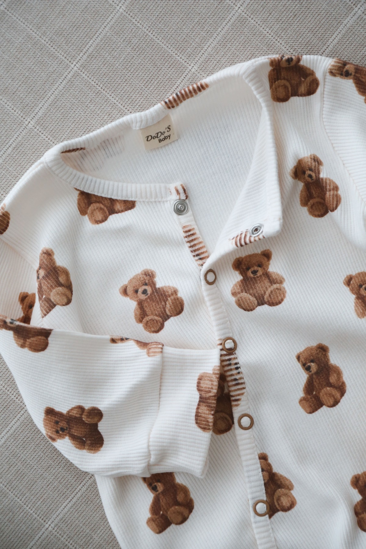 DoDo'S Baby Sevimli Ayıcık Teddy Desen Organik Kaşkorse Bebek Tulum fotoğrafı 3 (önizleme)