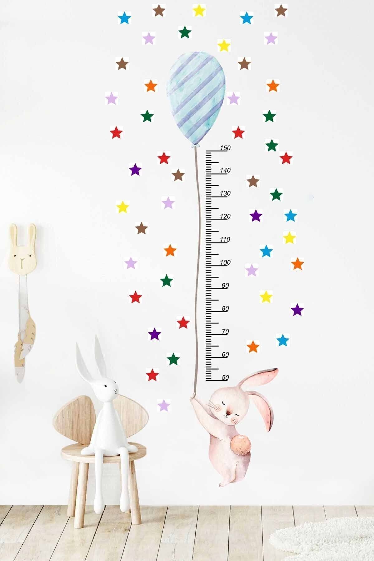 Rabbit Height Gauge Wall Stickers Set with Balloon