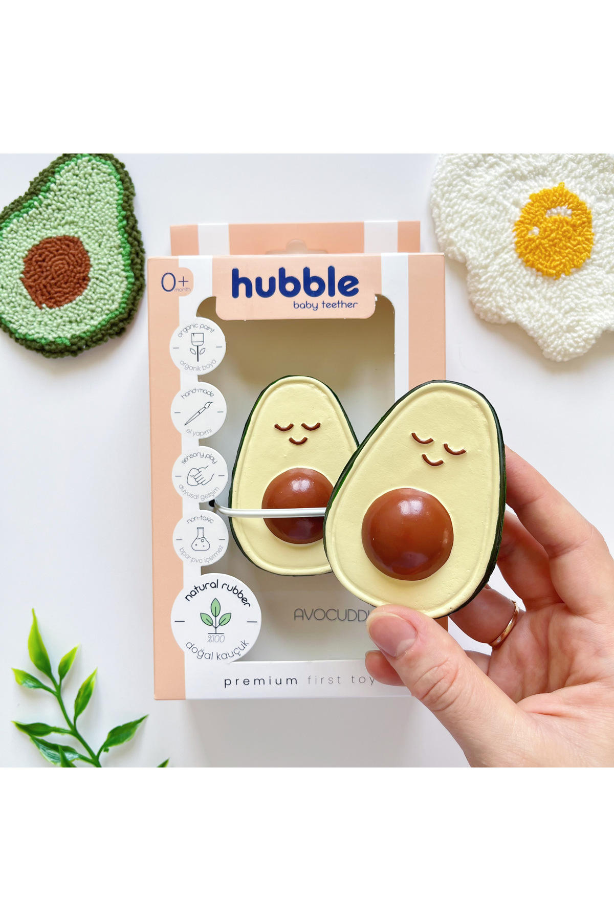 Hubble Bebek Diş Kaşıyıcı Ve Oyuncak - Avakado Şekilli Dişlik (%100 DOĞAL KAUÇUK) fotoğrafı 6 (önizleme)