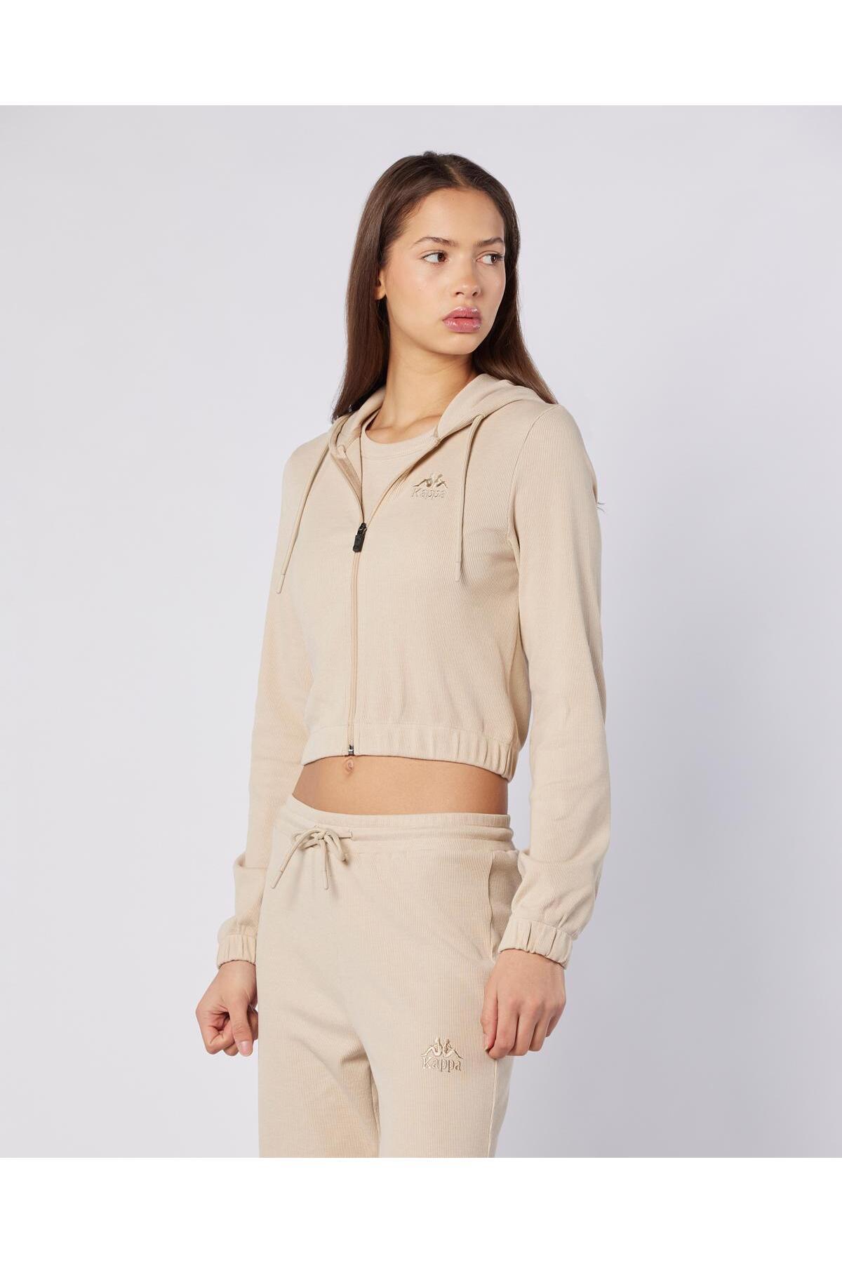 Kappa Leda Full Zip Kadın Bej Regular Fermuarlı Eşofman Üstü görsel 5