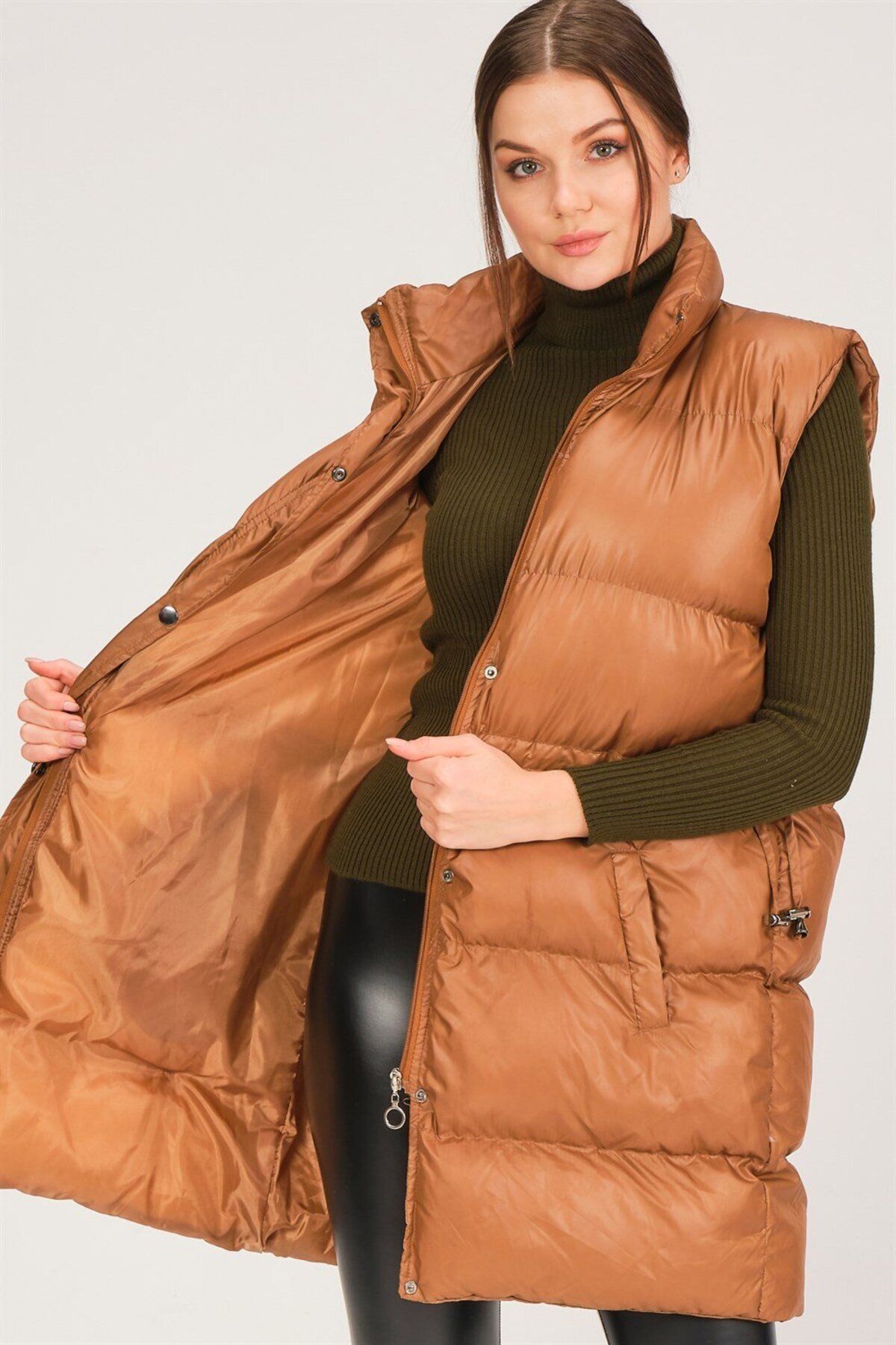 دوبری جلیقه HK STYLE مدل Z6732 - رنگ شتری