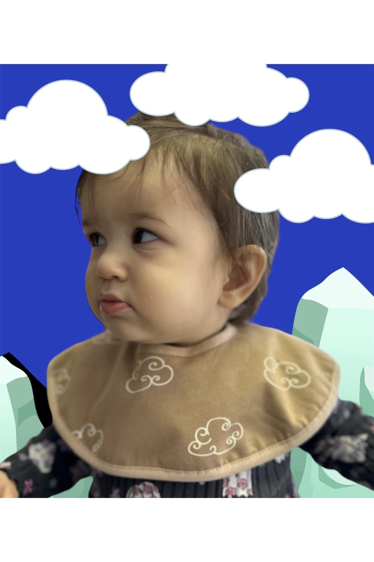 Enhitbaby Sıvı Geçirmez Yuvarlak Yaka Bebek Önlük, %100 pamuk, 0-2 Yaş fotoğrafı 3 (önizleme)