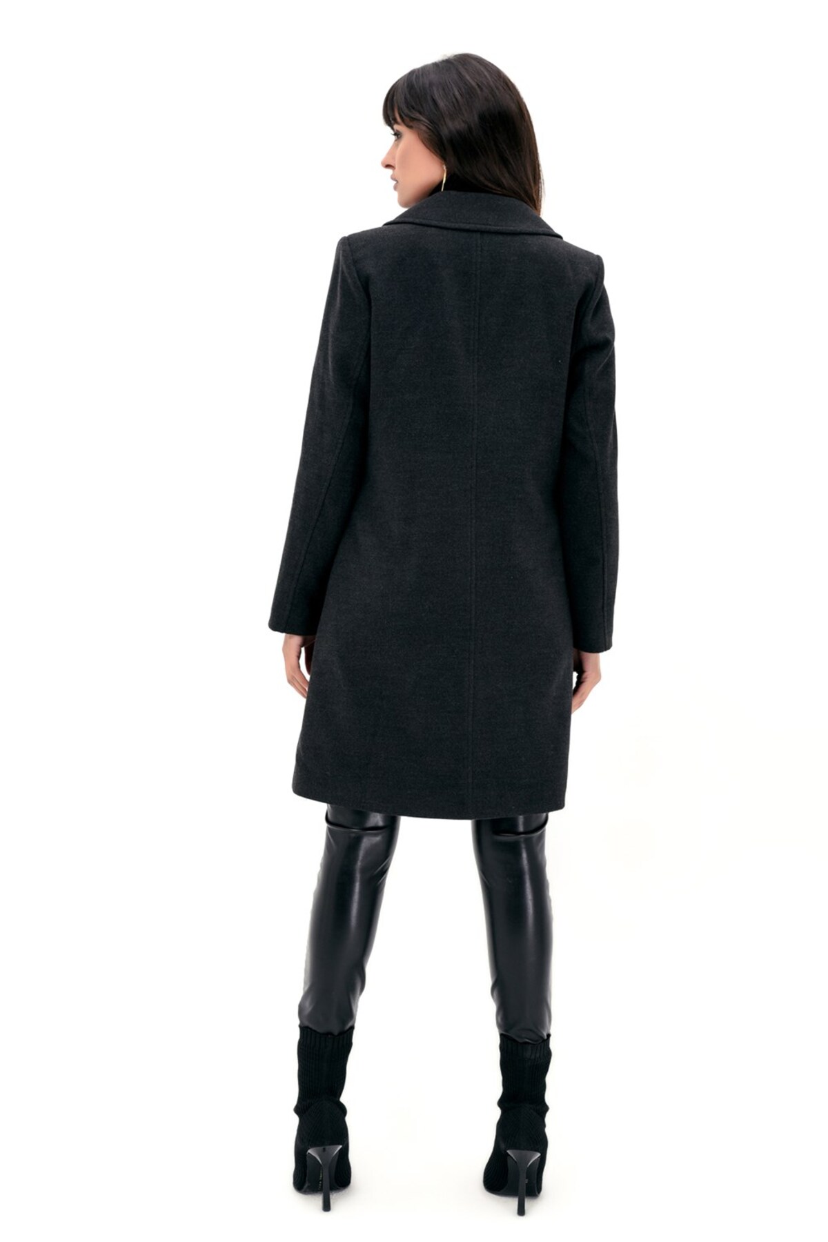 Dewberry  Bayan Palto Kaşe Sıcak Tutan Şık Günlük Klasik Trend Model - Görsel 3