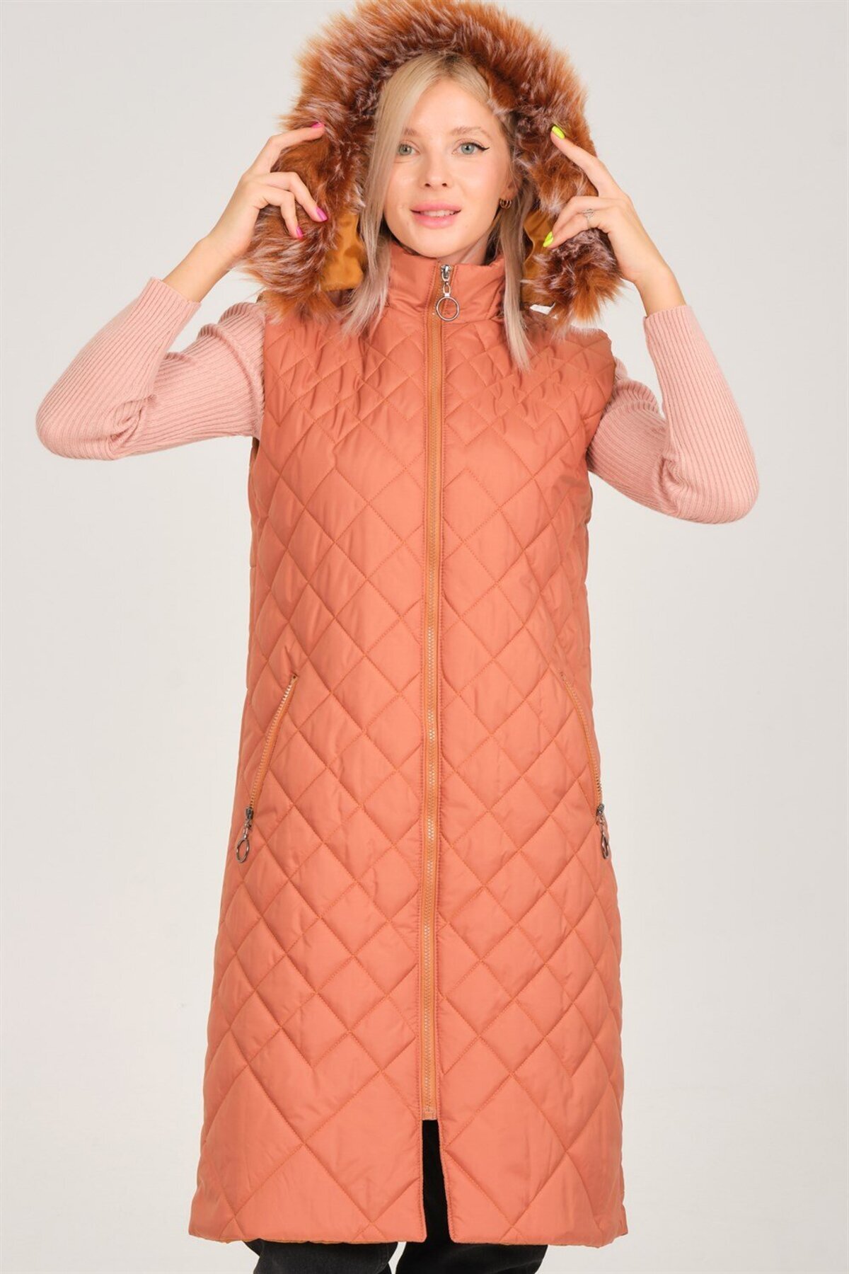 دوبری جلیقه Z6718 - قهوه‌ای مایل به زرد