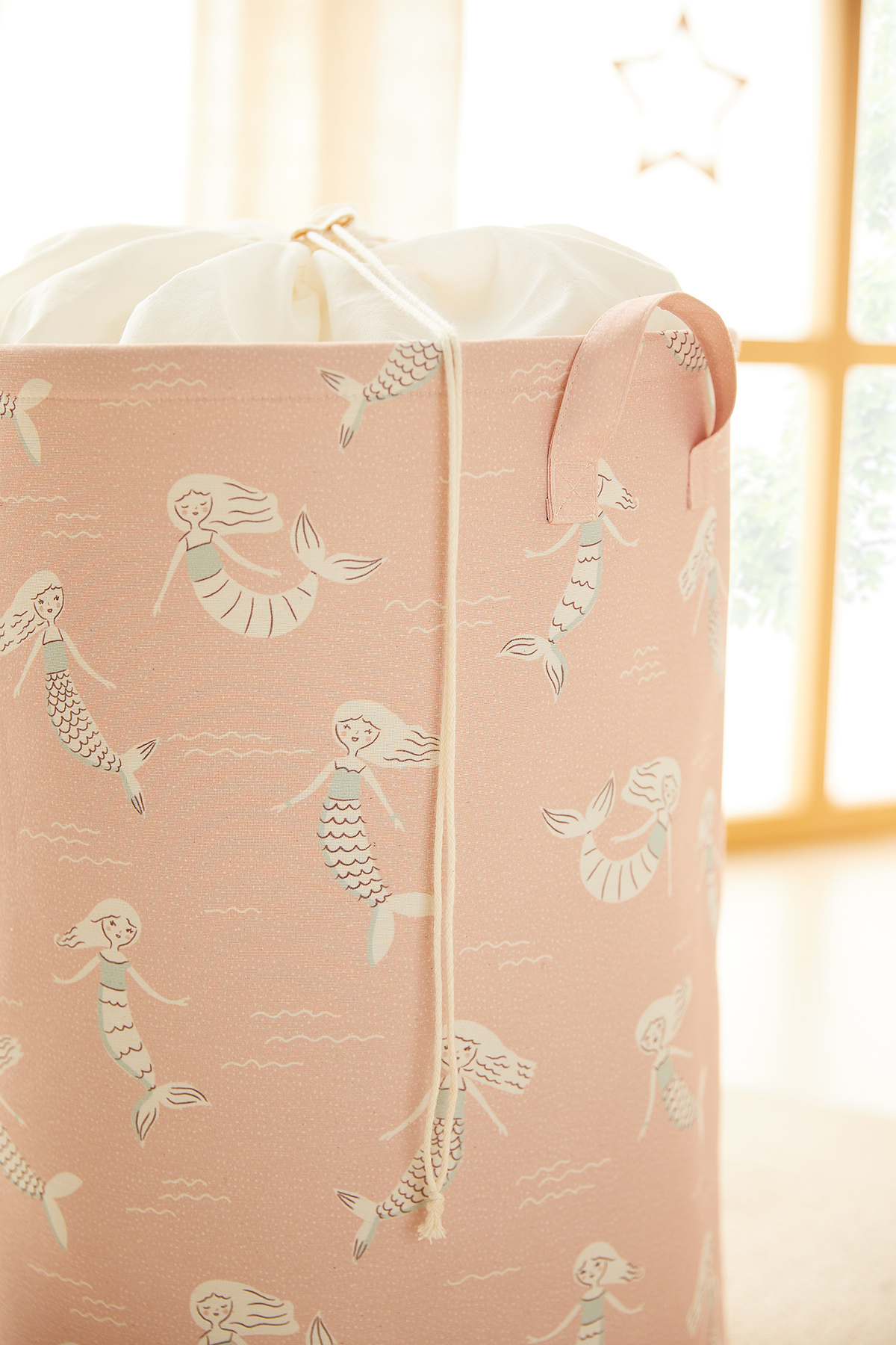 Ocean Home Textile Katlanabilir Ağzı Büzgülü Deniz Kızı Çocuk Odası Kirli Çamaşır Sepeti Oyuncak Sepeti 36x50 fotoğrafı 7 (önizleme)