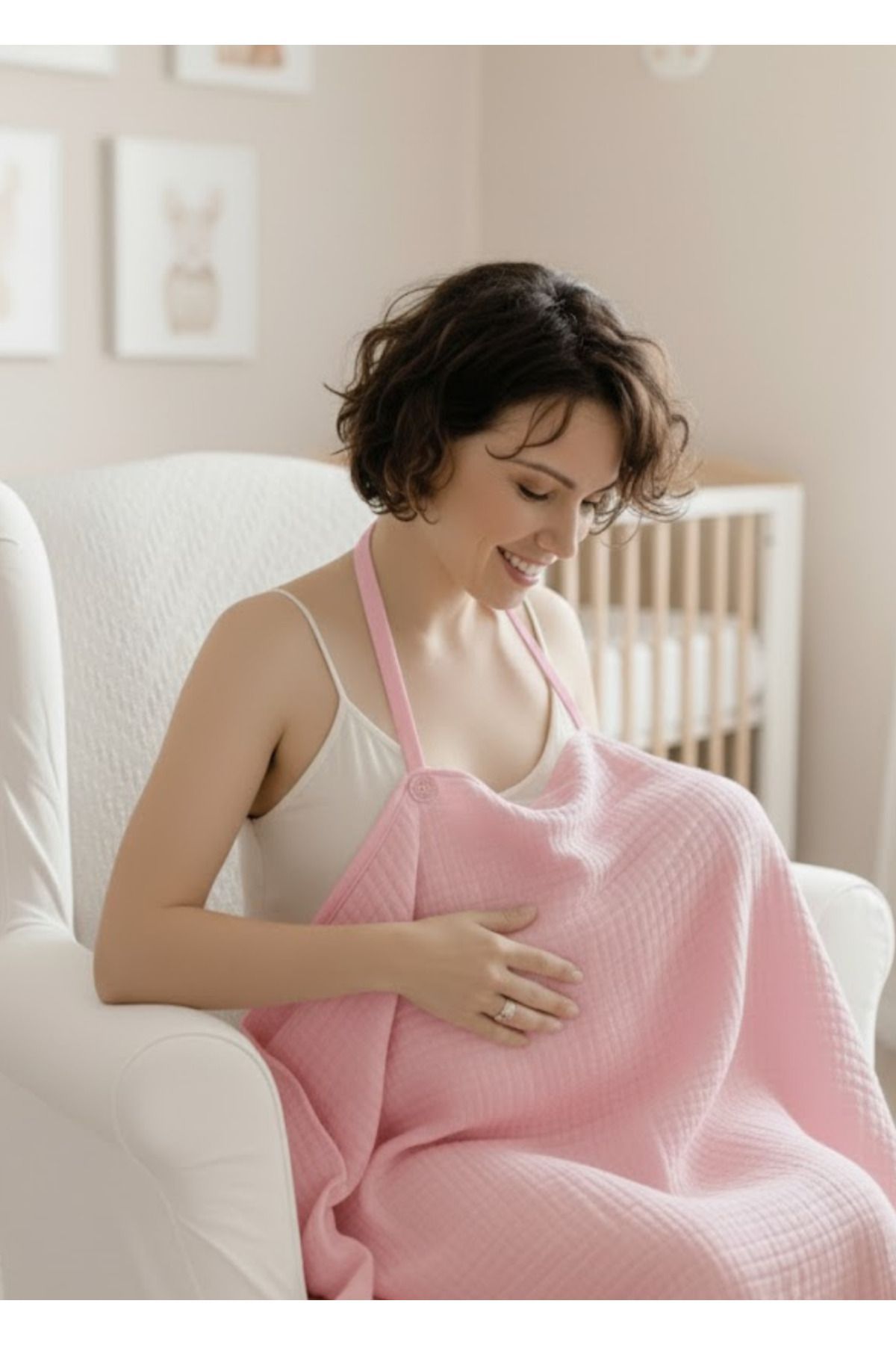 Joyous Mom Kids 4 Katlı Müslin Bebek Emzirme Örtüsü Önlüğü İç Göstermez Bebek Emzirme Önlüğü Anne Emzirme Örtüsü fotoğrafı 3 (önizleme)