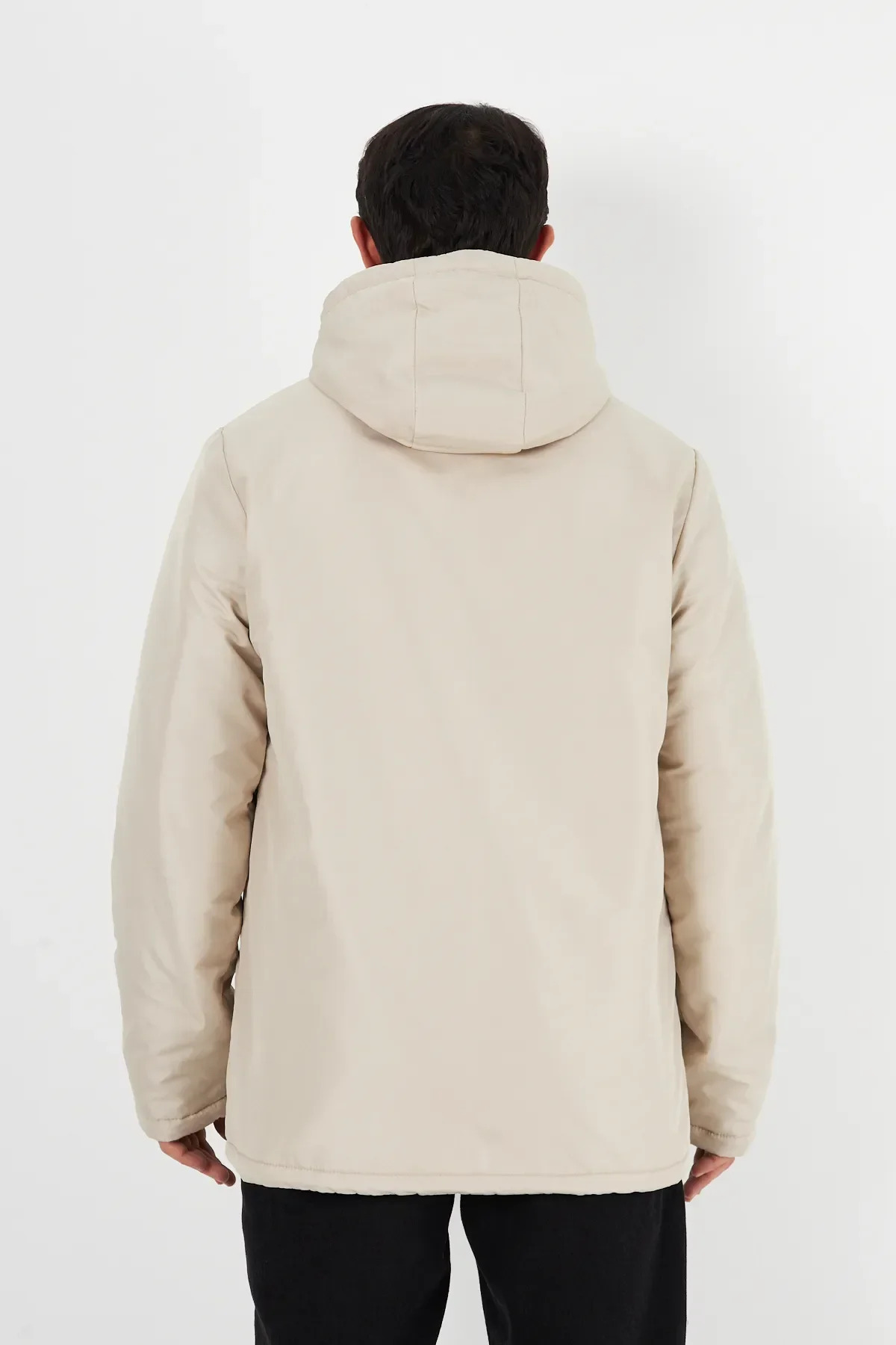 Erkek Kışlık Parka Sıcak Tutan Dolgu İçi Kürklü Su İtici Rüzgar Geçirmez Kapüşonlu Parka Mont — بژ DP-160 — تصویر 6 از 7