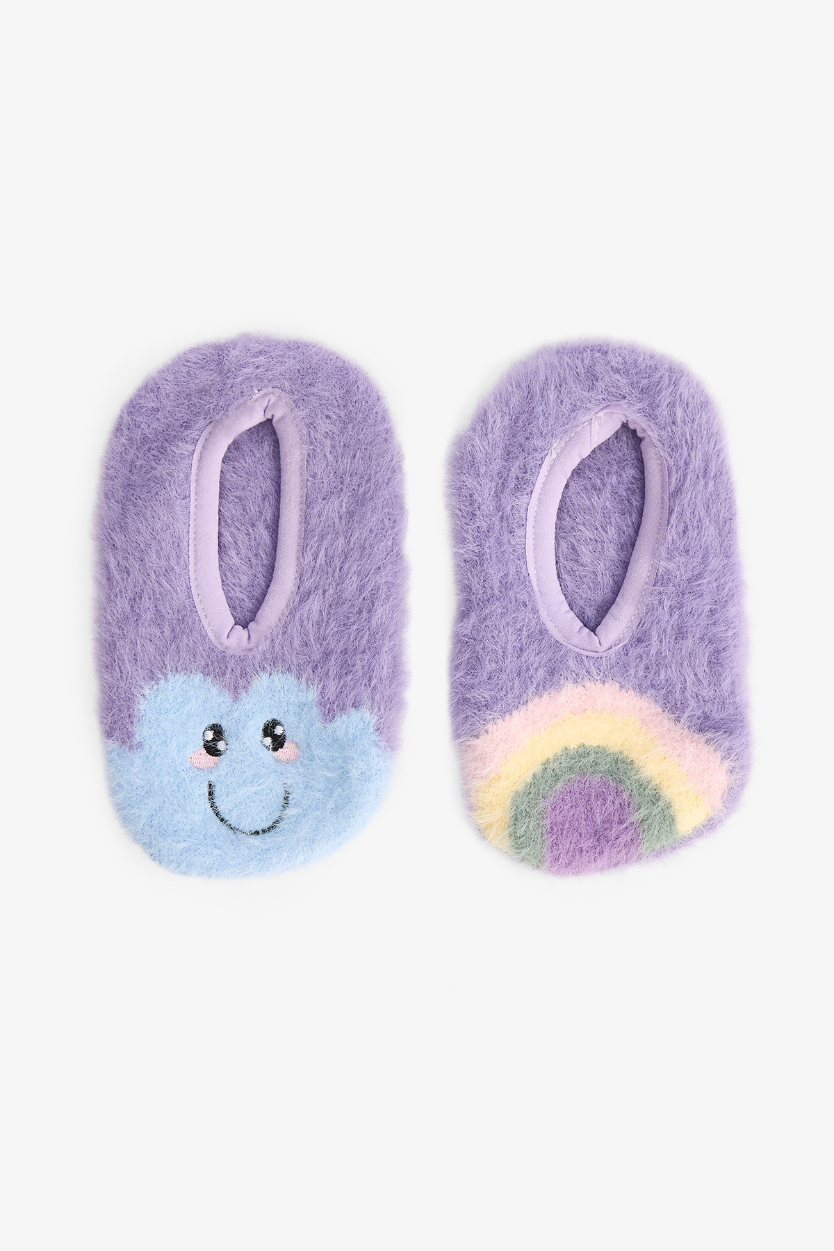 Penti Kız Çocuk Lila Cloud Gökkuşağı Nakışlı Kaymaz Tabanlı Ev Çetiği