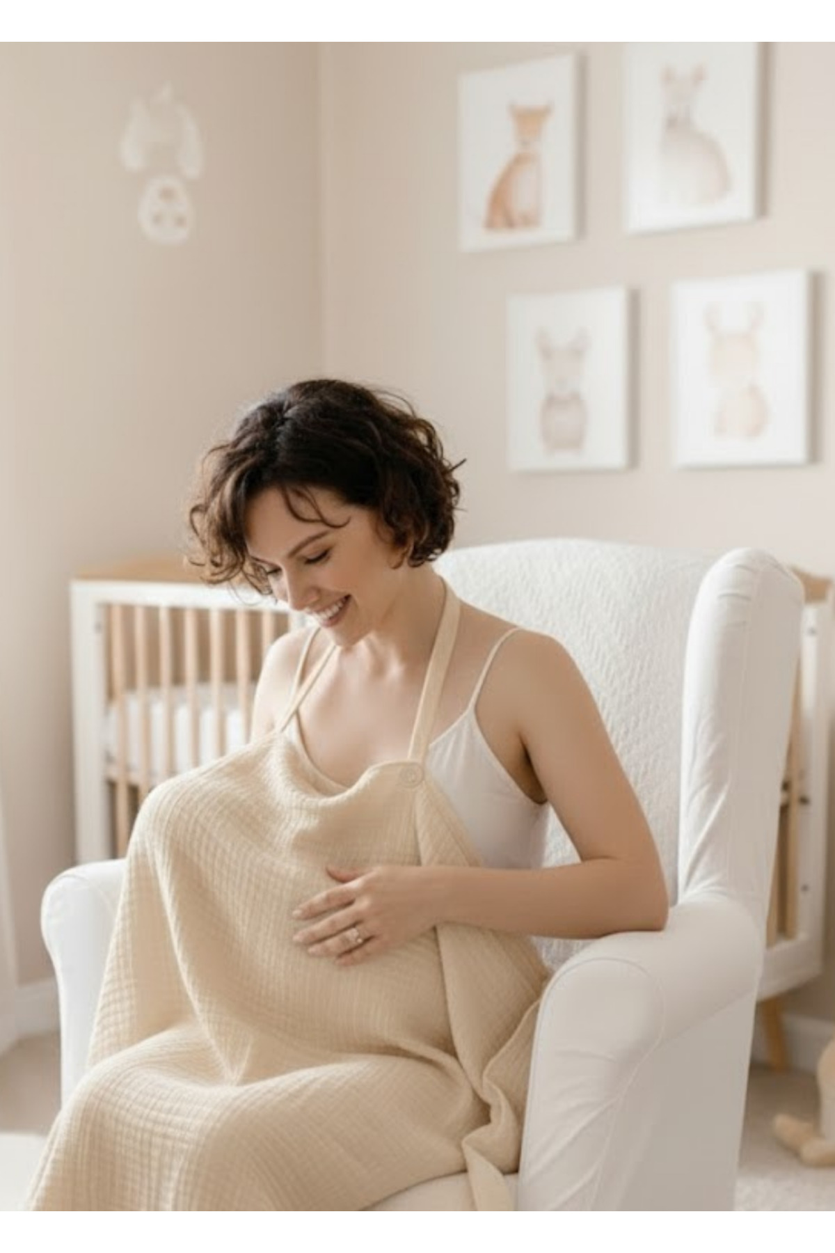 Joyous Mom Kids 4 Katlı Müslin Bebek Emzirme Örtüsü Önlüğü Iç Göstermez fotoğrafı 4 (önizleme)