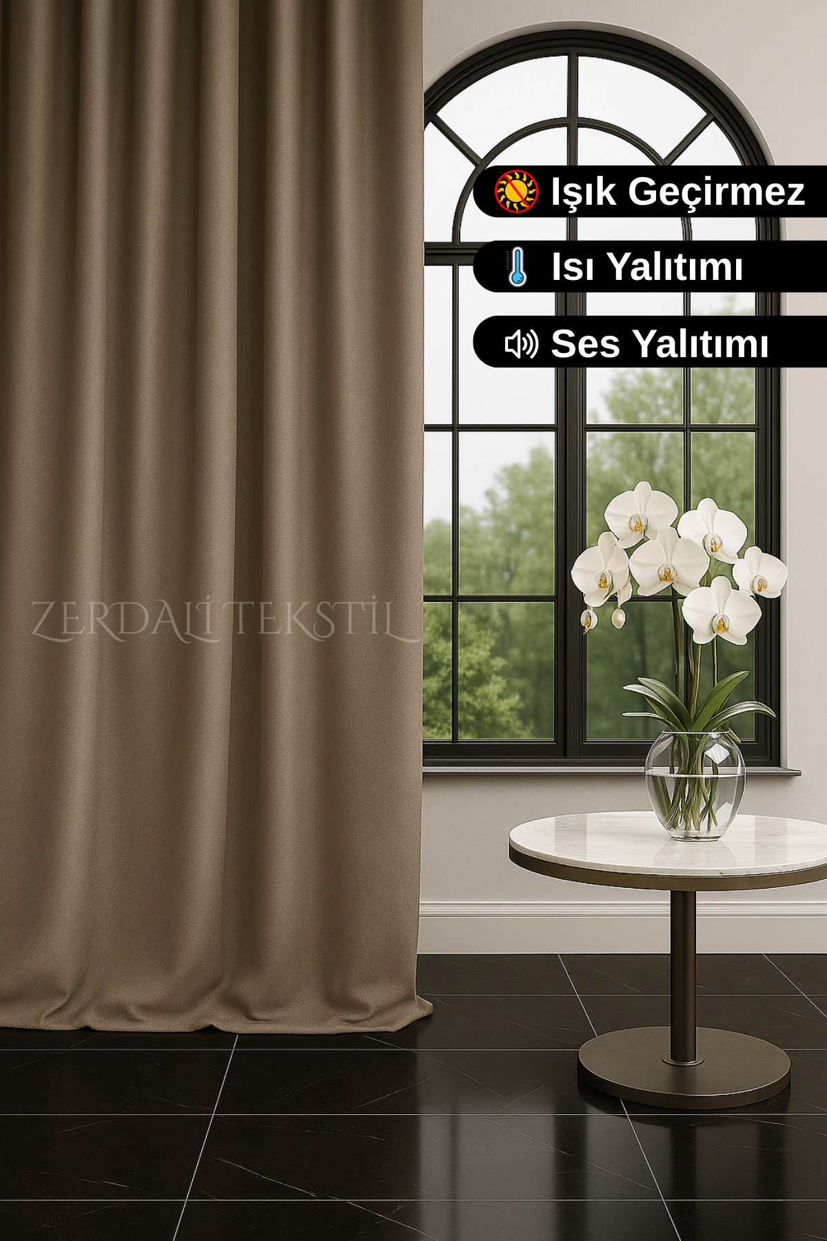 ZERDALİTEKSTİL Özel Dikim 1.Sınıf Vizon Blackout Işık Geçirmez Fon Perde Ekstraforlu Karartma Blackout