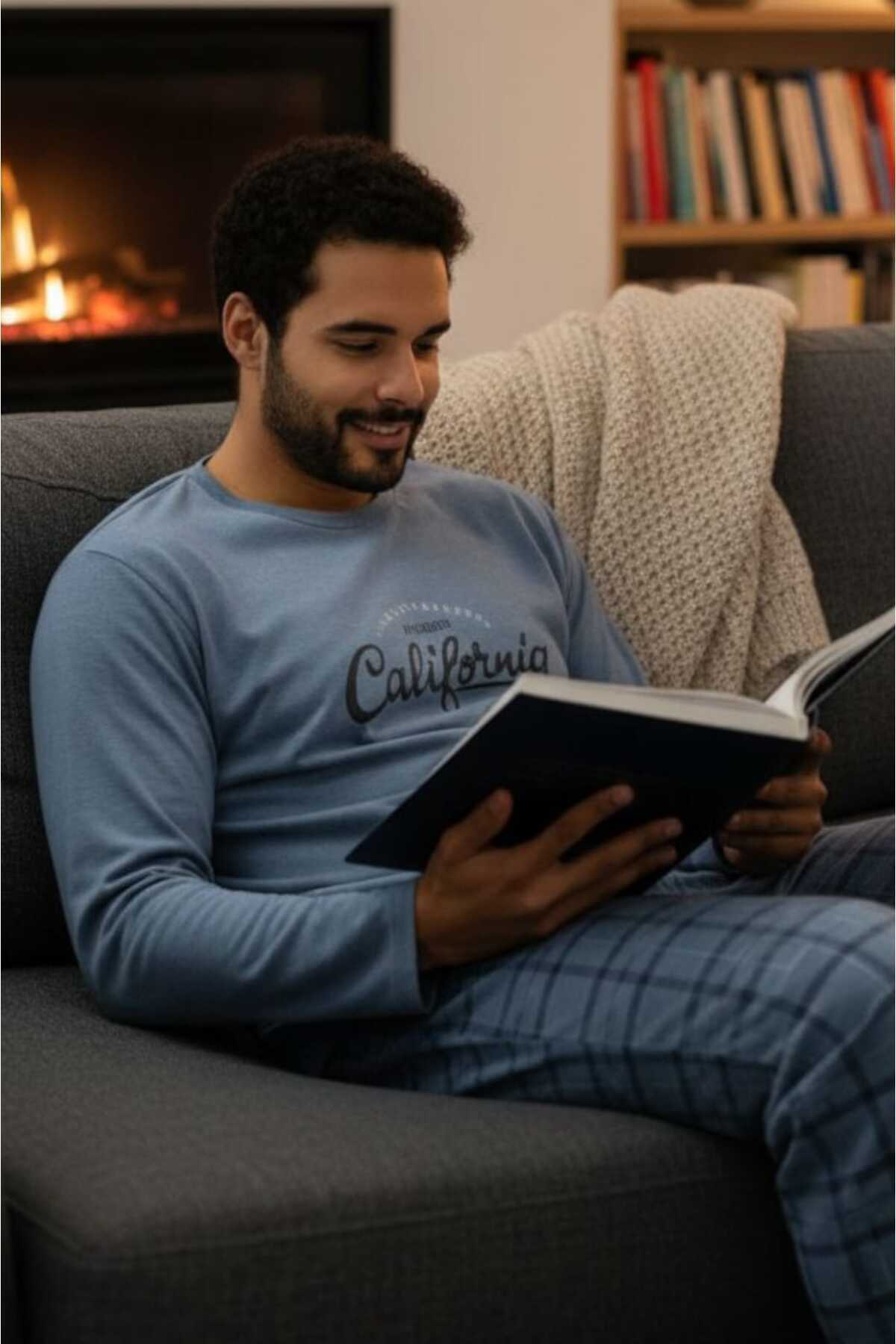 Sude HOMEWEAR  Erkek Uzun Kol Pijama Takımı - Görsel 6