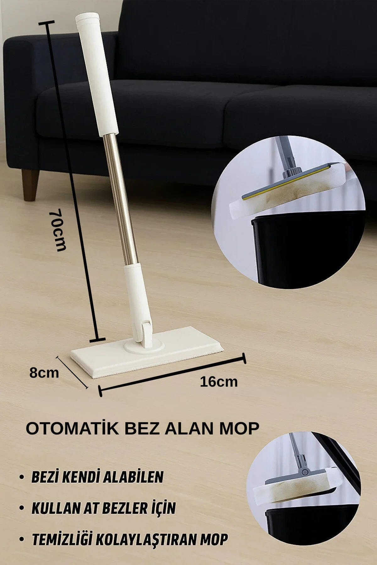 ROYALHOUSE Tembel Mop Tüm Bezleri Kendi Alabilen Otomatik Mop Yüzey Temizlik Havlusu Kullan At Bezler İçin