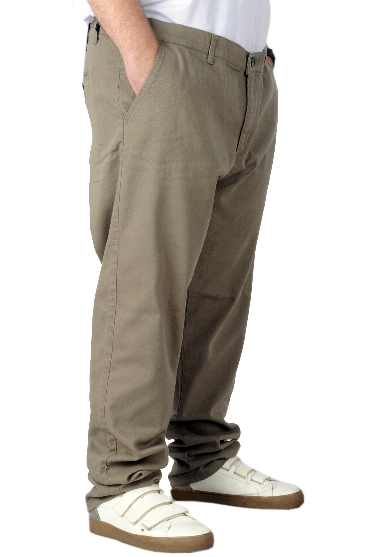 ModeXL Büyük Beden Erkek Gabardin Pantolon Doğa 22850 Bej görsel 3