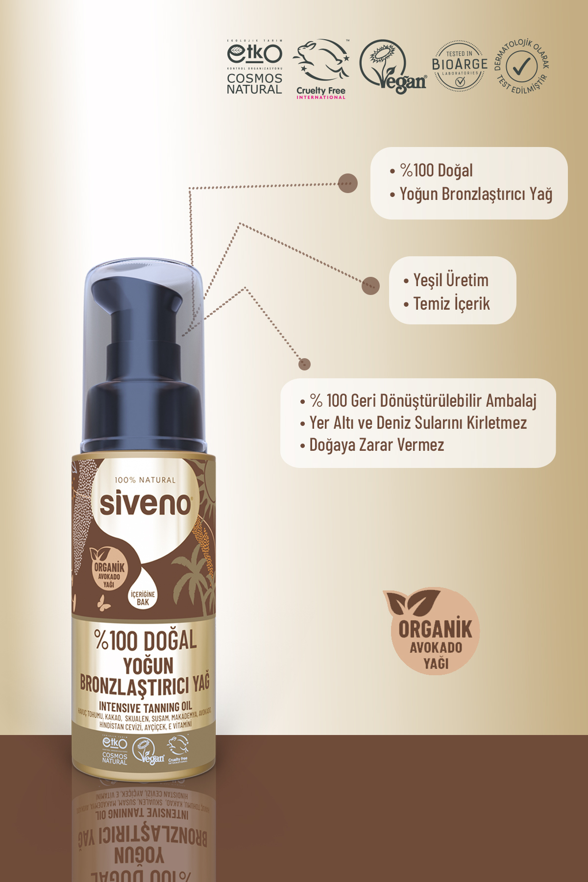 %100 Doğal Bronzlaştırıcı Yağ Organik Avokado Yağı Nemlendirici Yoğun Bronzlaştırıcı 50 ml — MSIV-000172 — تصویر 8 از 9