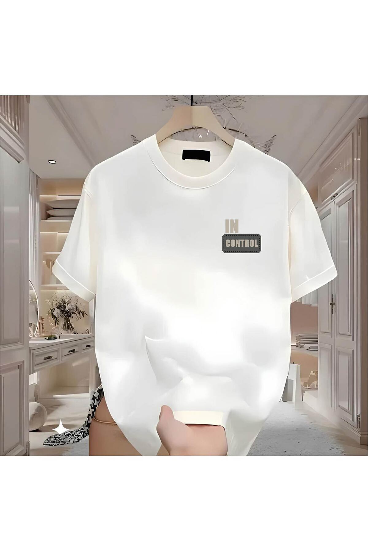 donamod Cotton Relaxed Fit Unisex in Control Black and White Men's T-Shirt