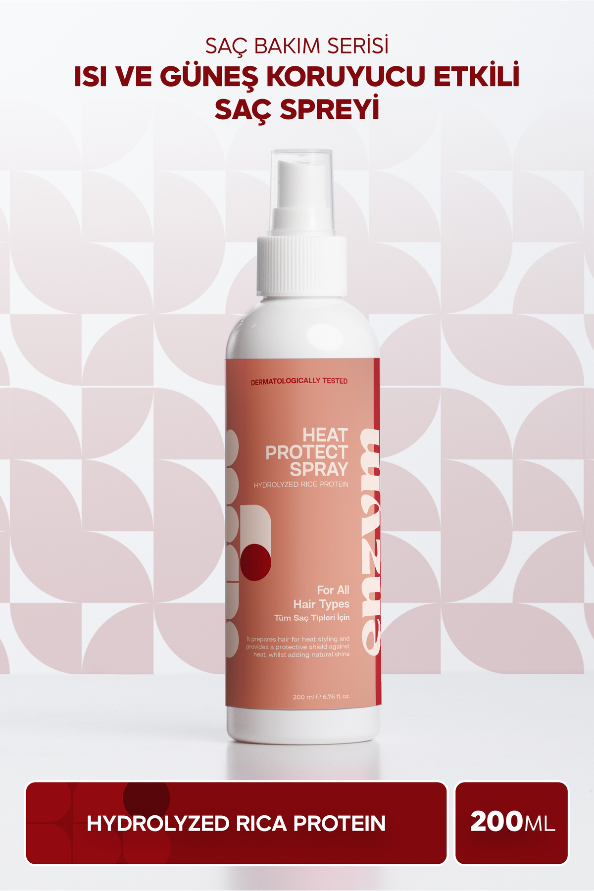 ENZYM COSMETICS Isı Ve Güneş Koruyucu Etkili Saç Spreyi 200 ml (Keratin + Hidrolize Pirinç Proteini)