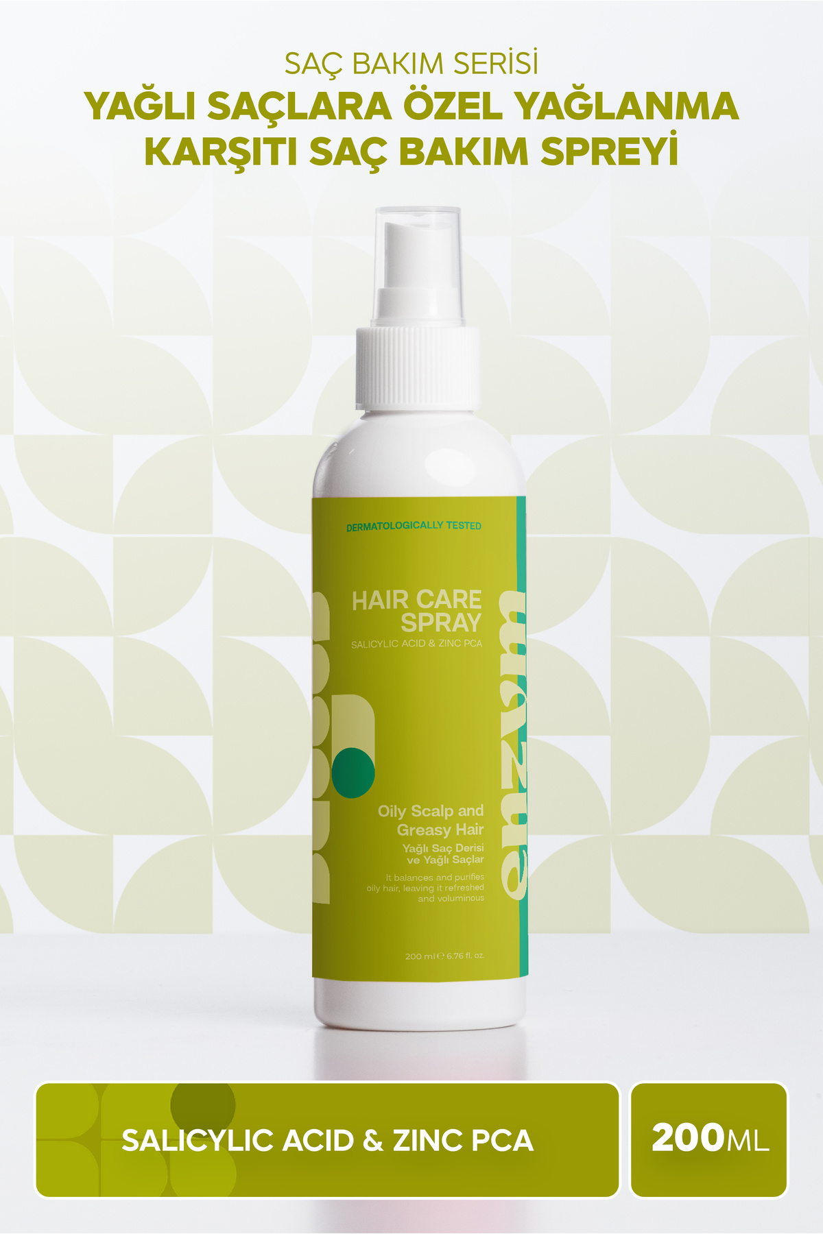 ENZYM COSMETICS Yağlı Saç Derisi Ve Yağlı Saçlara Özel Yağlanma Karşıtı Saç Bakım Spreyi 200 ml — 100007