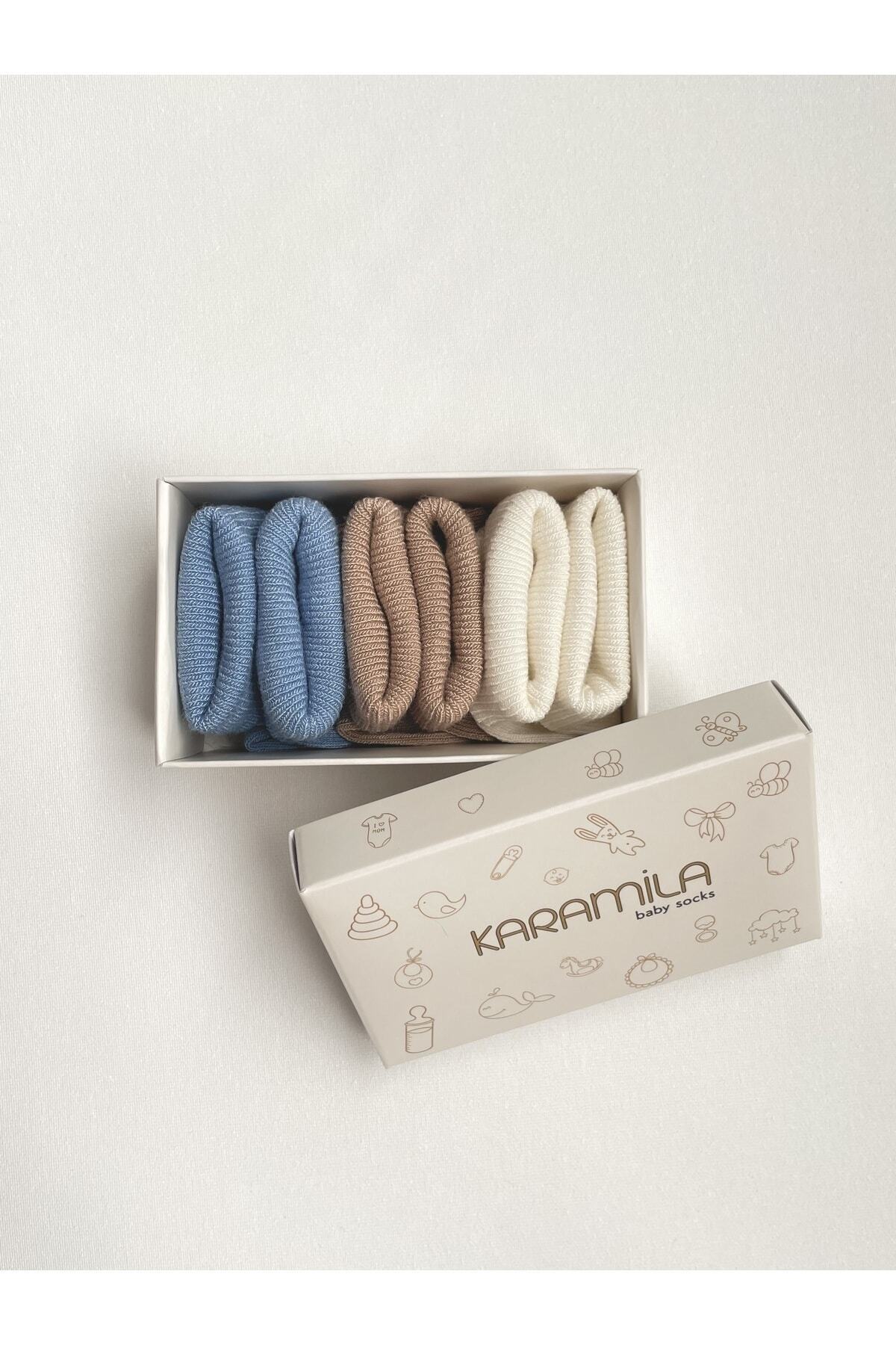 KARAMİLA 3'lü Set Bebek Bambu Çorap -Baby Bamboo Socks - Yenidoğan Çorap fotoğrafı 3 (önizleme)