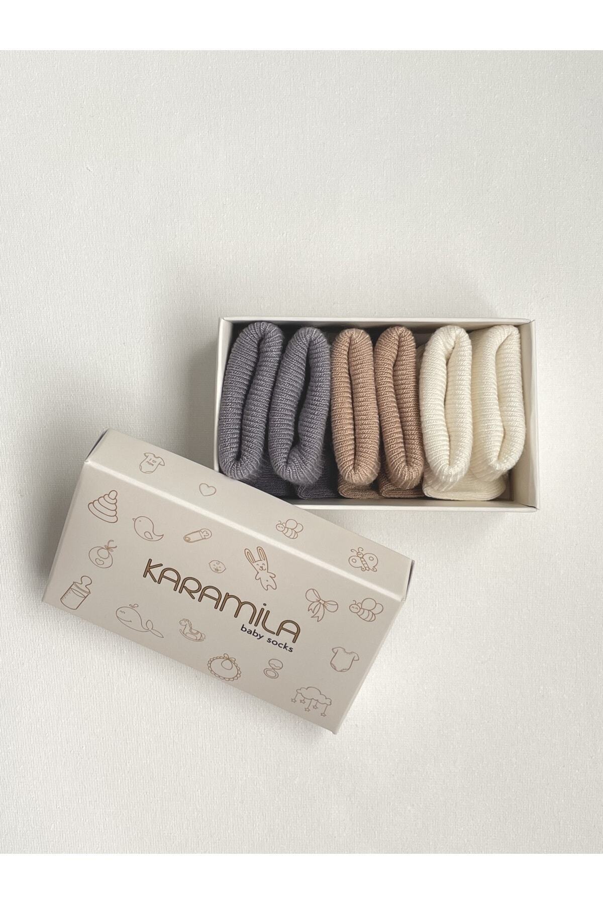 KARAMİLA 3'lü Set Bebek Bambu Çorap -Baby Bamboo Socks - Yenidoğan Çorap fotoğrafı 4 (önizleme)