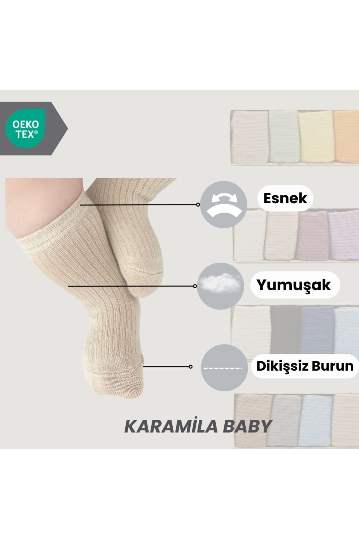 KARAMİLA 5'li Set Bebek Çorap Doğal Bambu Patik ( 6 Ay'dan Sonraki Bedenler Silikon Tabanlıdır. ) fotoğrafı 7 (önizleme)