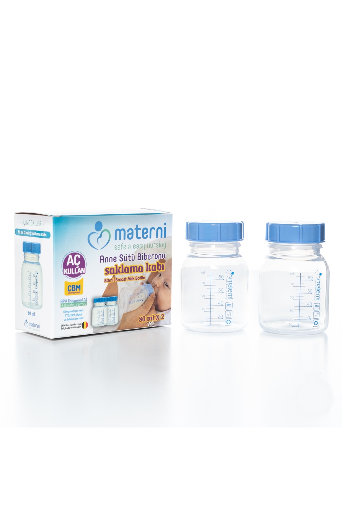 Materni 80ml Biberon Süt Saklama Kabı 2'li fotoğrafı 4 (önizleme)