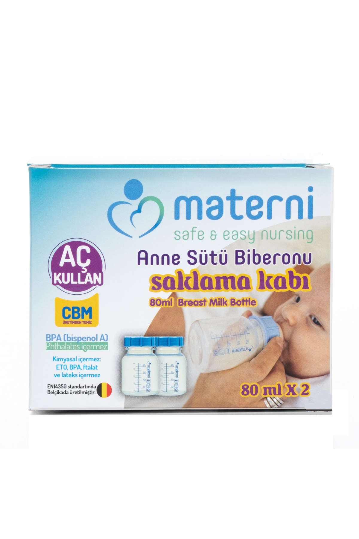 Materni 80ml Biberon Süt Saklama Kabı 2'li fotoğrafı 2 (önizleme)