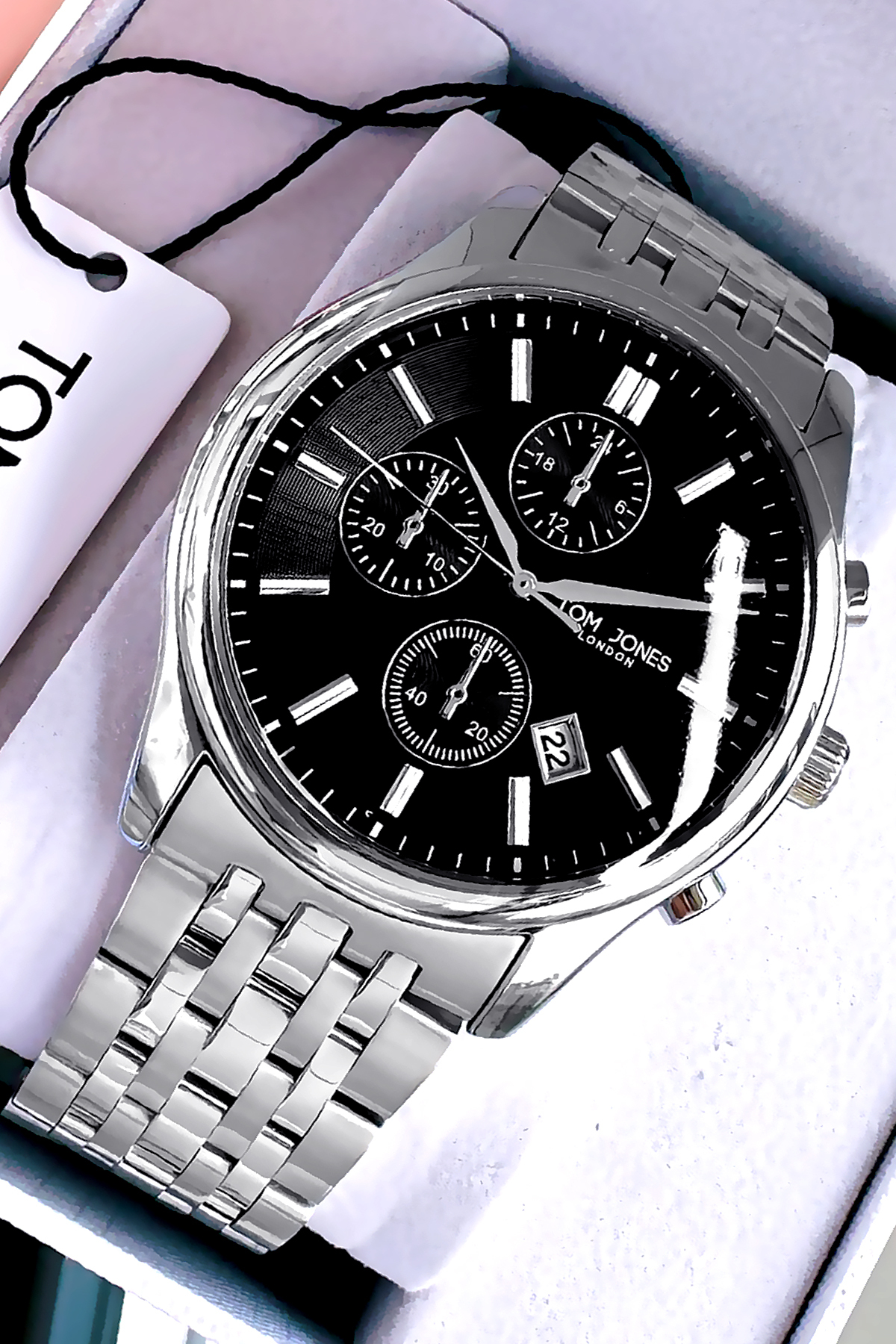 Original Men Wrist Watch Waterproof Silver Color Steel Band GTJE2098C2