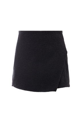 Eight Fashion Kadın Siyah Tüvit Dokulu Şık Kısa Şort Etek