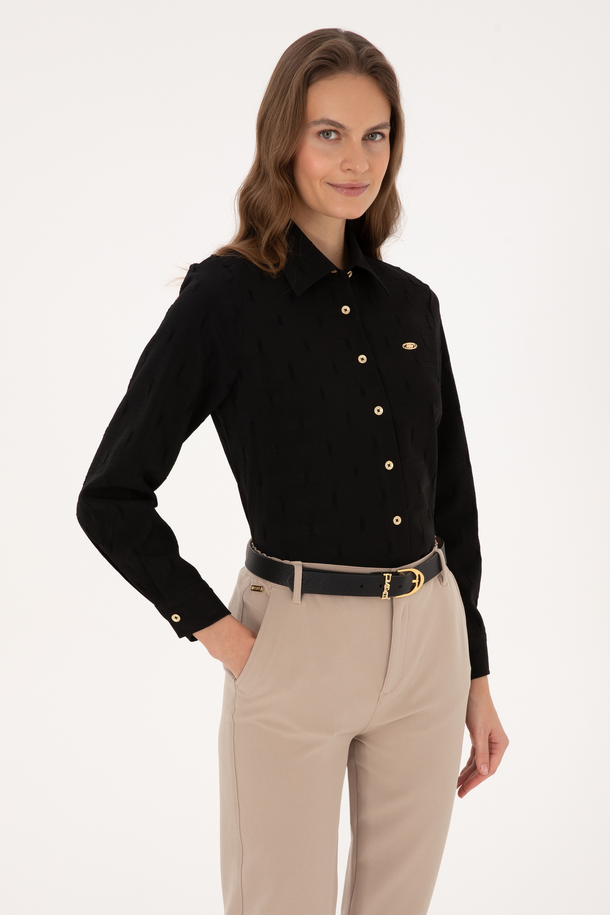 پیراهن آستین بلند مشکی زنانه یو اس پولو کد :(50308707-VR046) U.S. Polo Assn.