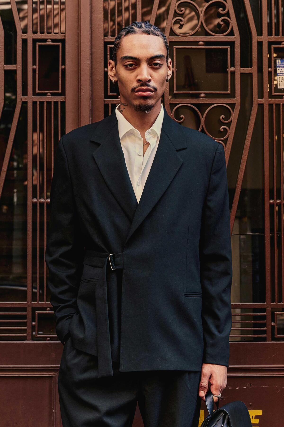 ablukaonline  Erkek Kemerli Oversize Takım Elbise Siyah - Görsel 3