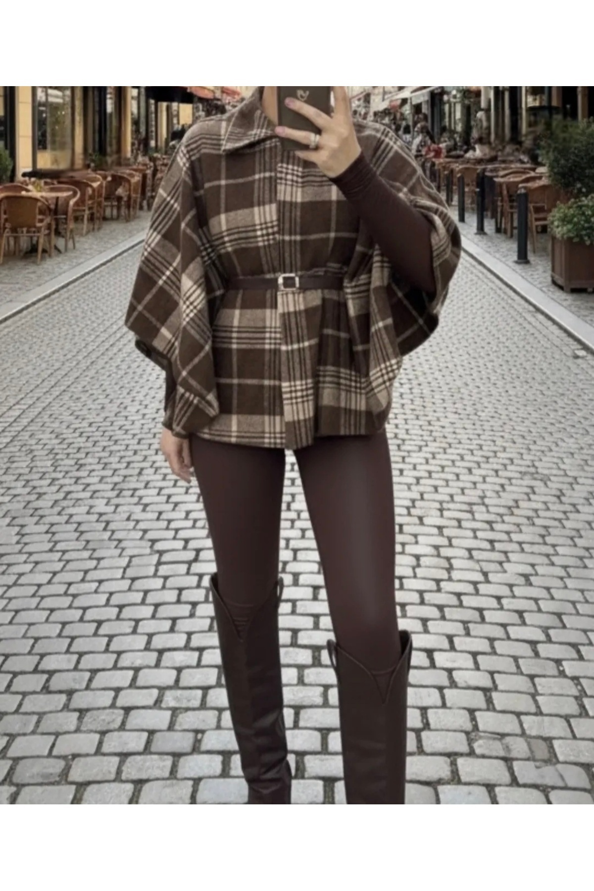 FOREVER FASHION Desenli Pelerin Panço