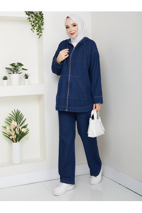 Pamuk Butik Kadın Pantolonlu İkili Salaş Kot Takım