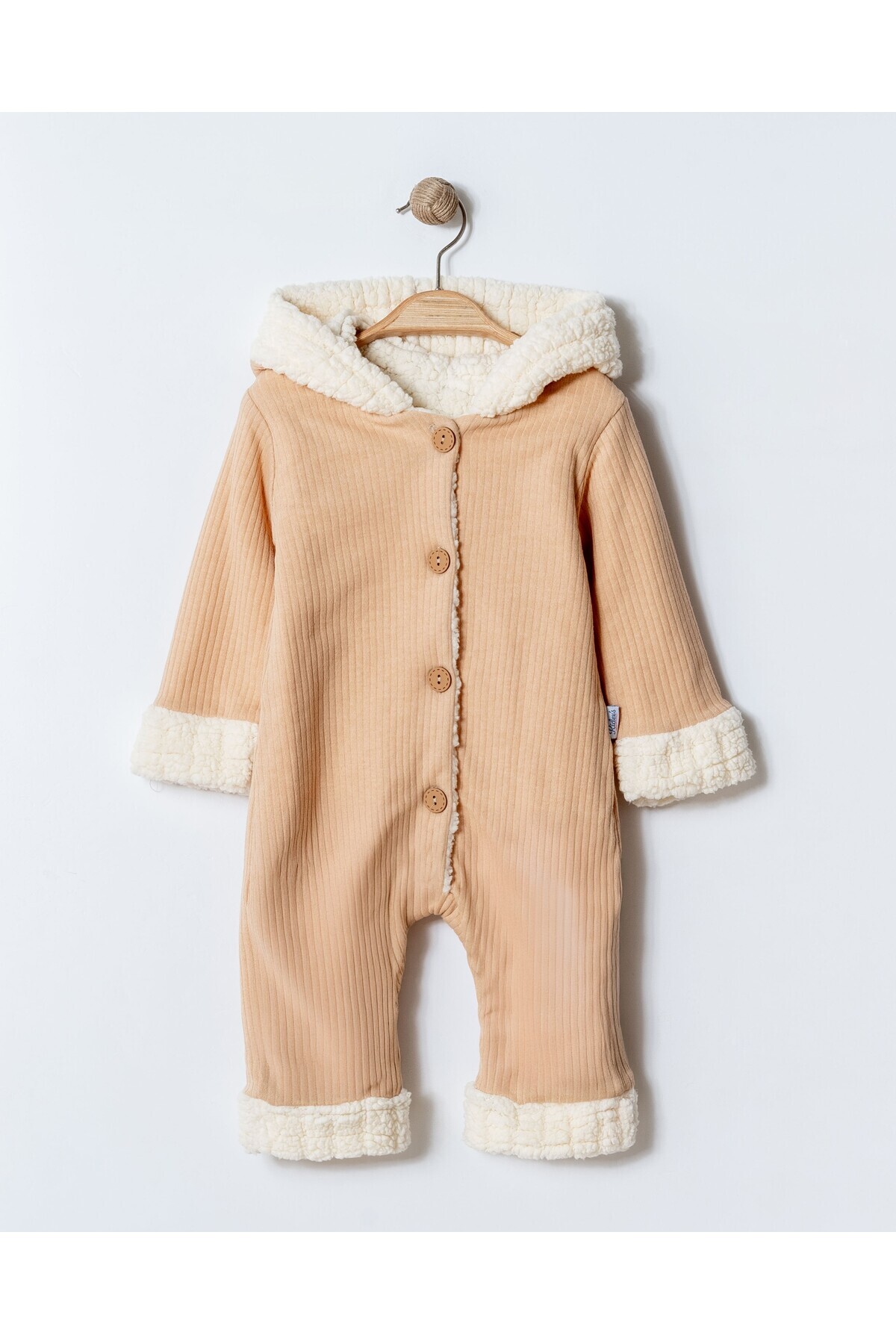 Chicsy Baby Unisex Bebek Kapüşonlu Peluş Astarlı Kışlık Tulum