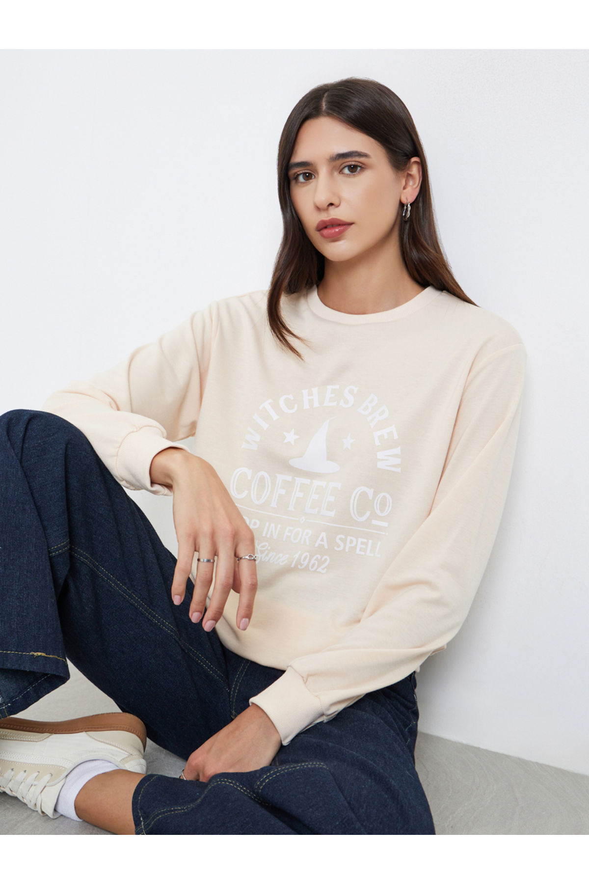 Take Two By Styli Beige Graphic Print Long Sleeve T-Shirt
