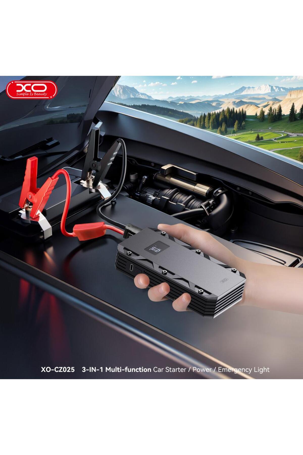 Xo CZ025 3-ü 1 Arada 10.000 mAh Taşınabilir Akü Takviye Kiti (Powerbank + LCD + LED Işık)