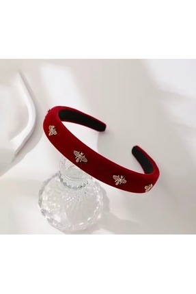LİLİBETH BİJOU Bordo Kadife Arı Detaylı Saç Bandı
