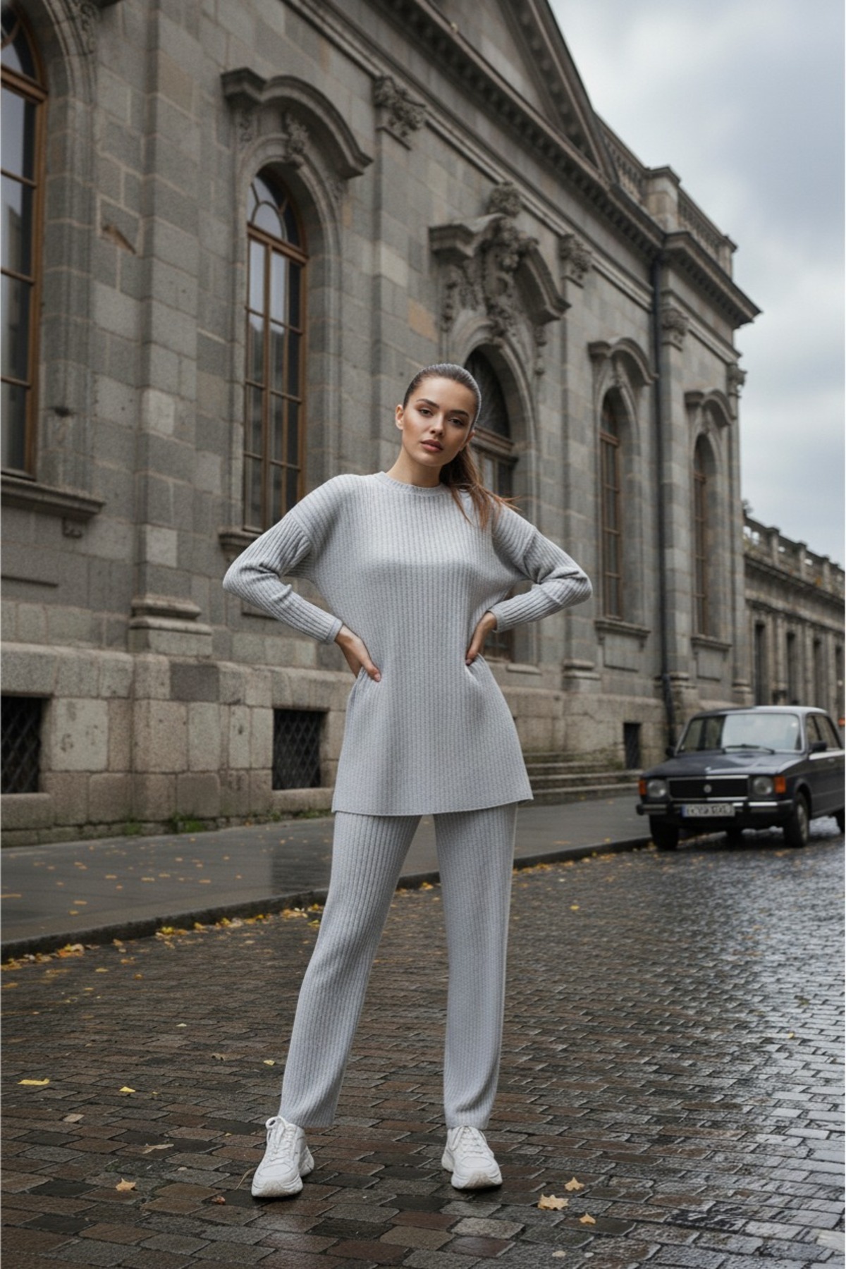 EYYE Dvojdielna súprava dámskych blúzkových nohavíc z bavlny