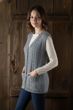 secret touch Anne Yeleği Klasik Örgü Yün Pamuk Karışımlı