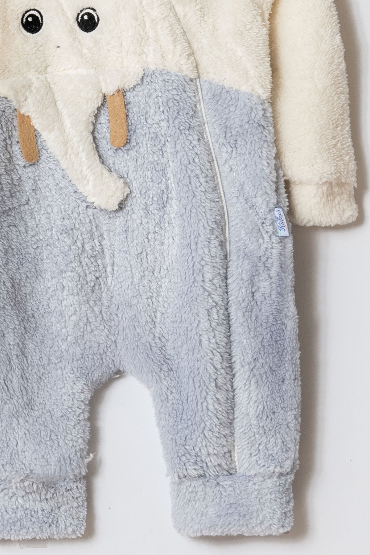 Chicsy Baby Unisex Bebek Fil Desenli Kapüşonlu Peluş Tulum fotoğrafı 5 (önizleme)