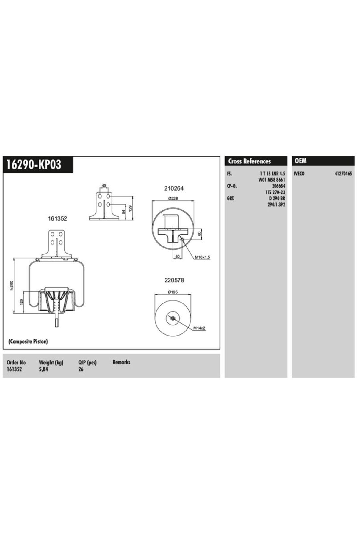 CONNECT Volvo Truck Komple Plastık Piston - İveco / Stralıs 400 / Eurotech 440e Fp / P4x2 Arka Sol - Conn