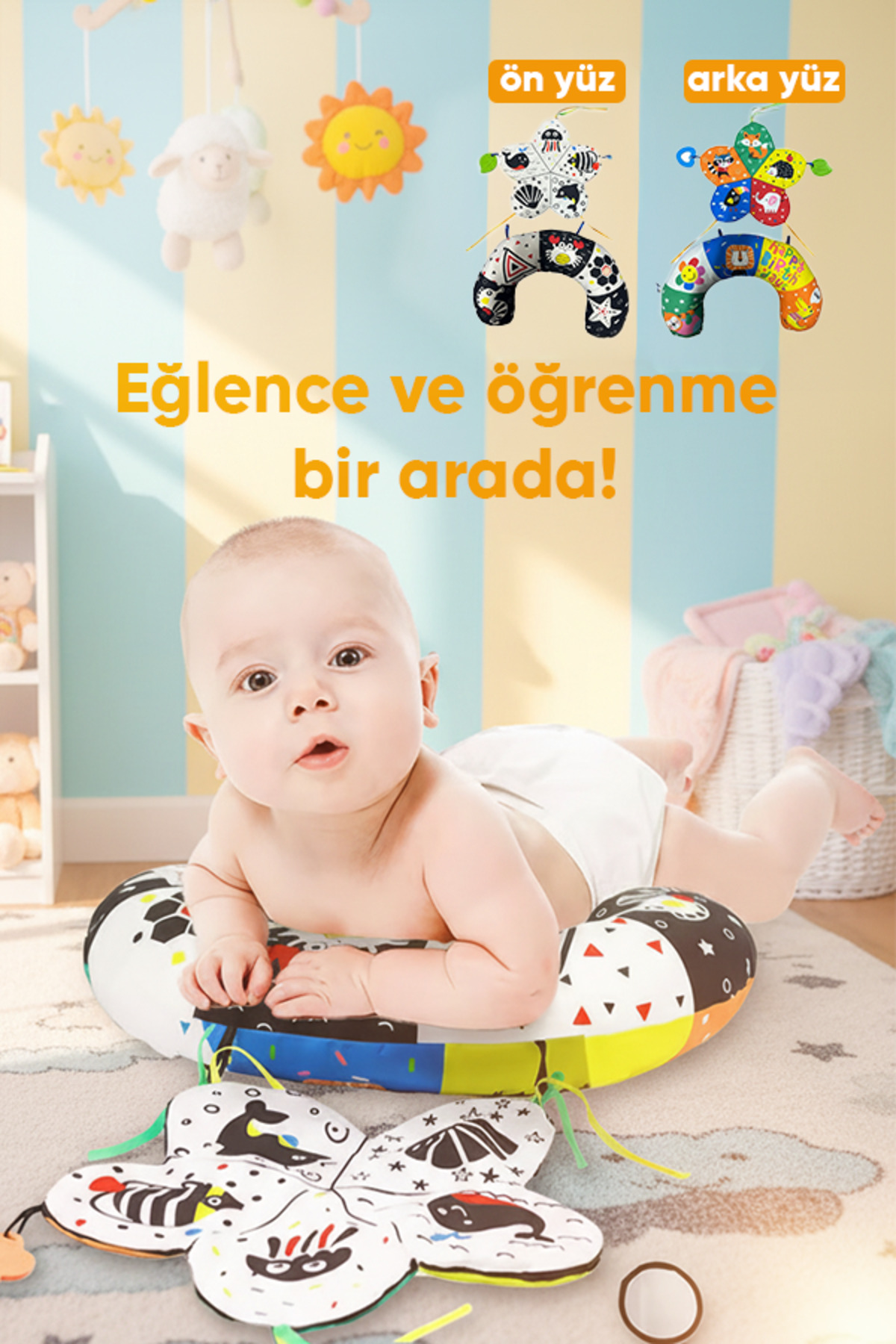 اسباب‌بازی بالش مونته‌سوری برای وقت شکم نوزاد ۰–۶، ۶–۱۲، ۱۲–۱۸ ماه