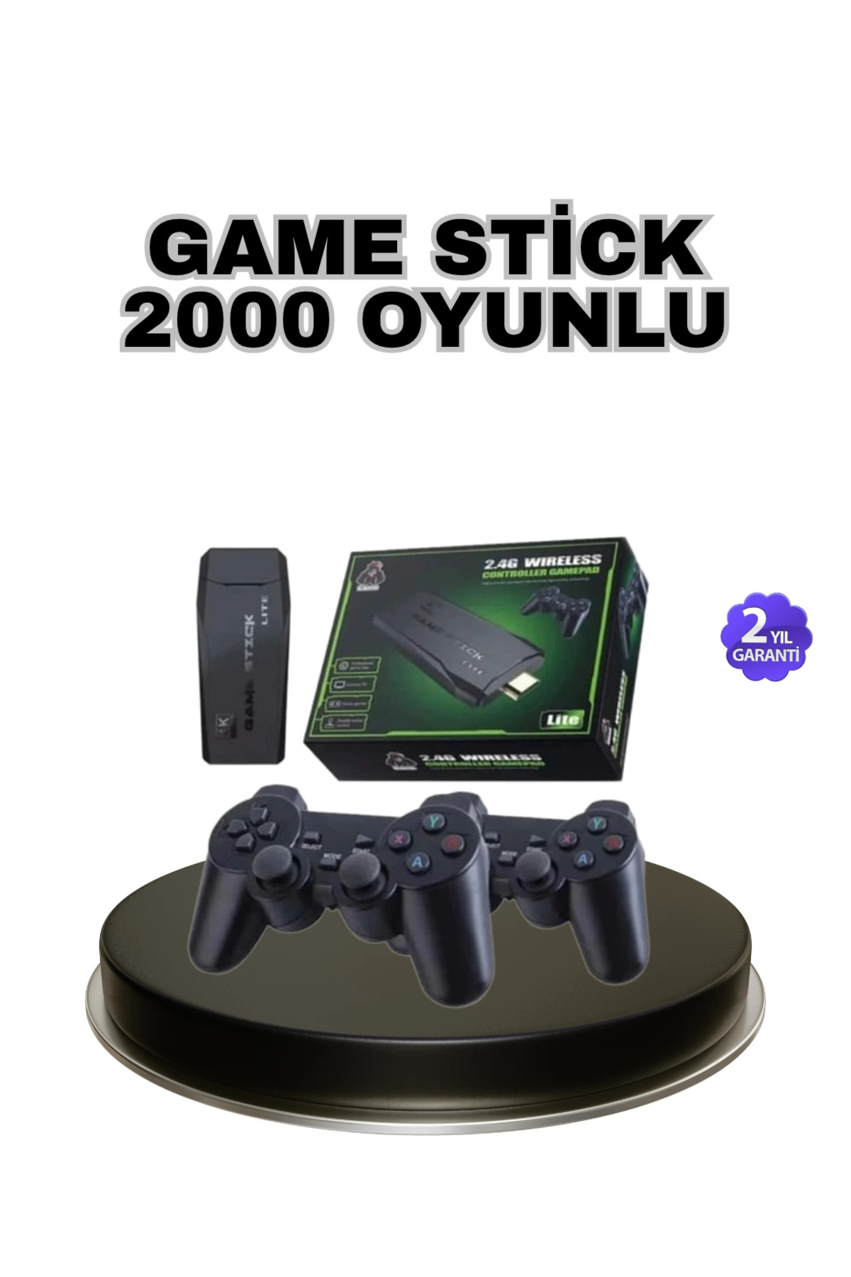 TeknomAVM Kablosuz 4K Retro Atari Game Stick – 2 Kollu, 20000 Hazır Oyun