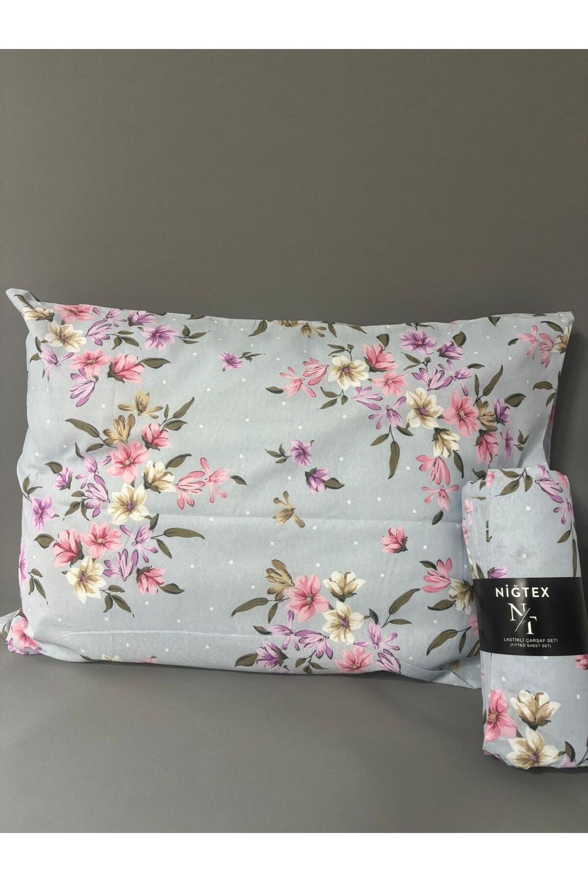 NURLATEX Desenli Çift Kişilik Lastikli Çarşaf Takımı (+2Yastık Kılıfı)