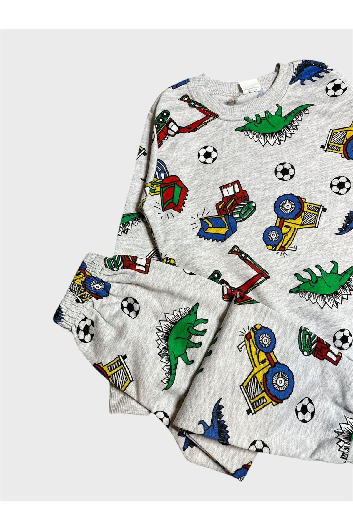 ALİŞ KİDS Erkek Çocuk Pamuklu Şardonlu Gri İş makinesi Kepçe Desenli Uzun Kollu Kışlık Pijama Takımı fotoğrafı 3 (önizleme)