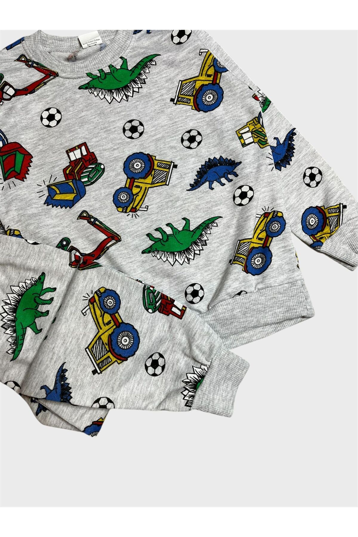 ALİŞ KİDS Erkek Çocuk Pamuklu Şardonlu Gri İş makinesi Kepçe Desenli Uzun Kollu Kışlık Pijama Takımı fotoğrafı 2 (önizleme)