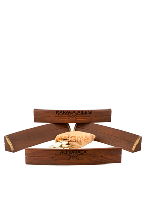 megame SEVGİLİLER GÜNÜ KİŞİYE ÖZEL Doğal Ahşap Oval Okey Takımı (101 OKEY OYU...