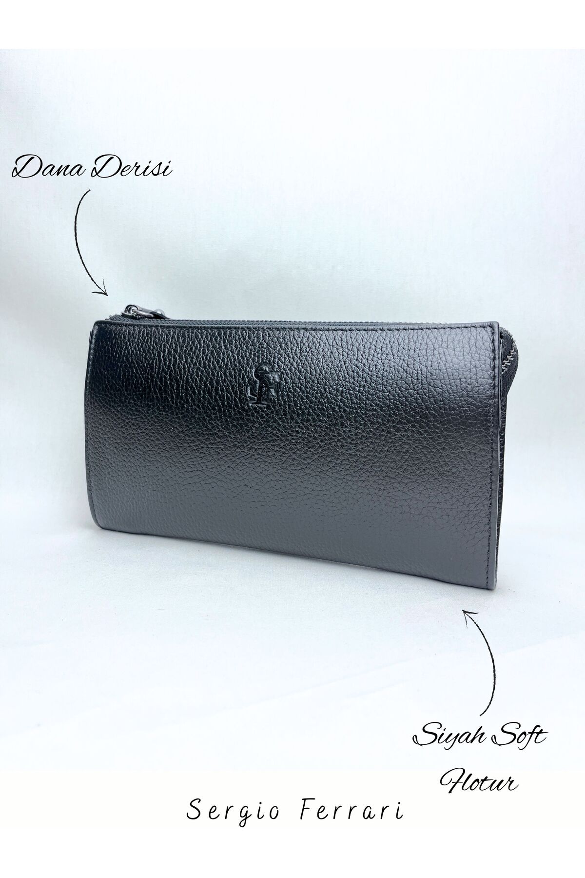 Sergio Ferrari Hakiki Deri Clucth Çanta | Çok Bölmeli Gerçek Deri Erkek El Çantası Cüzdan Clutch Çanta görsel 2