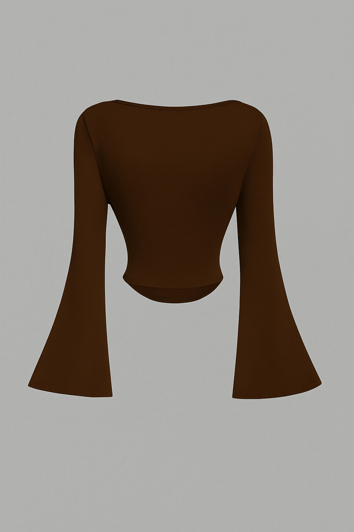 Marin Star Темно-кавова блузка з довгими рукавами, іспанськими рукавами та кокеткою, іспанські рукави з боковими збірками, кавова коротка блузка