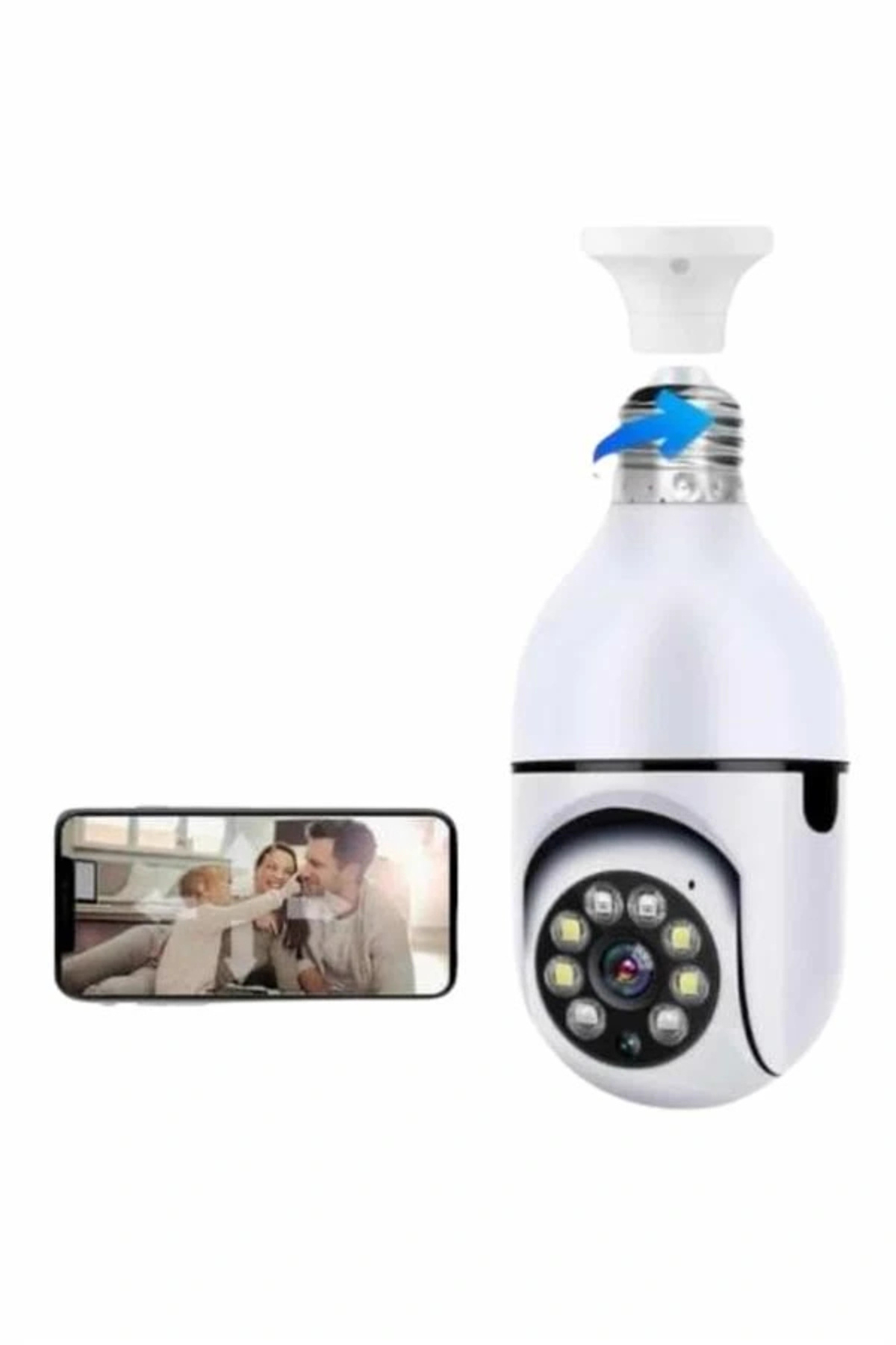 TeknomAVM Wifi Güvenlik Kamerası Çift kameralı Ampule Takılabilir Sensörlü