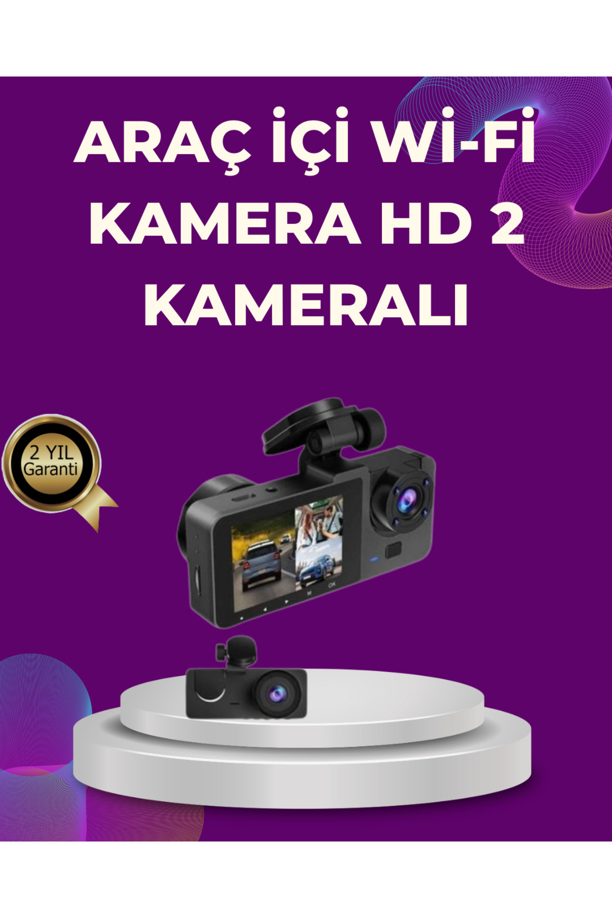 VINTESSY Araç İçi Dikiz Kamerası Sürüş Kaydedici 3 Lensli DVR Kamera - MKR2444-2857